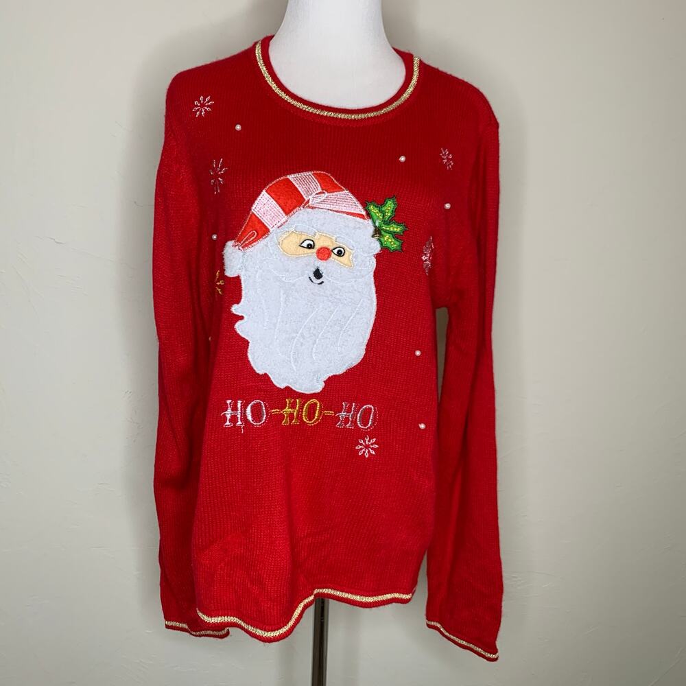 Santa Claus Red Sweater Kids Sz XL 16-18 Christmas Small